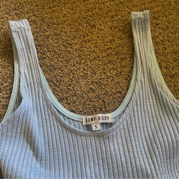 Bump Biddy Maternity Barbie Bodycon Dress Blue Metallic - Picture 3 of 3